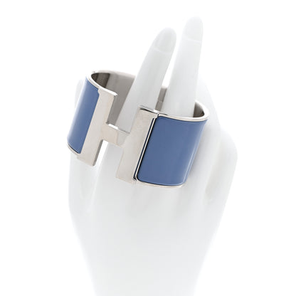 Hermes Enamel Extra Wide Clic Clac H Bracelet PM Bleu Turquin 3 of 7