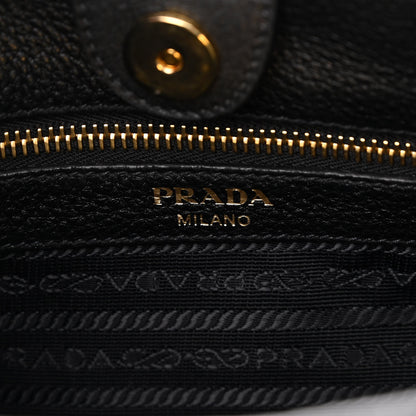Prada Vitello Daino Soft Zippered Messenger Hobo Black 5 of 8