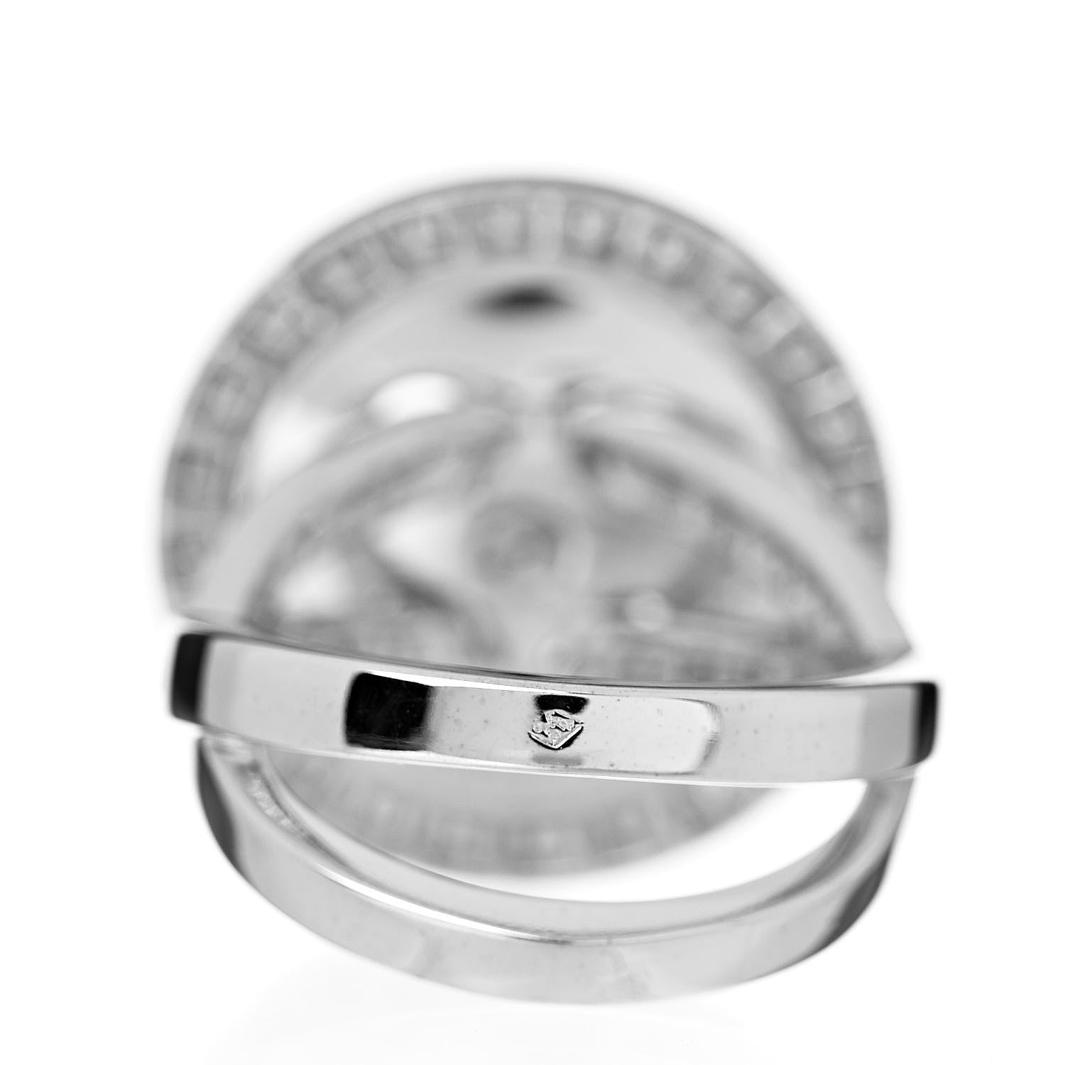 Van Cleef & Arpels 18K White Gold Diamond Boutonnière Ring 53 6.5 4 of 5