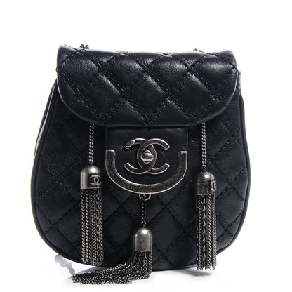 Chanel Calfskin Quilted Coco Sporran Small Tassel Flap Black 1 of 9