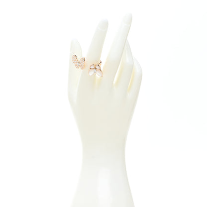 Van Cleef & Arpels 18K Rose Gold Diamond Mother of Pearl Two Butterfly Between The Finger Ring 53 6.5 2 of 6