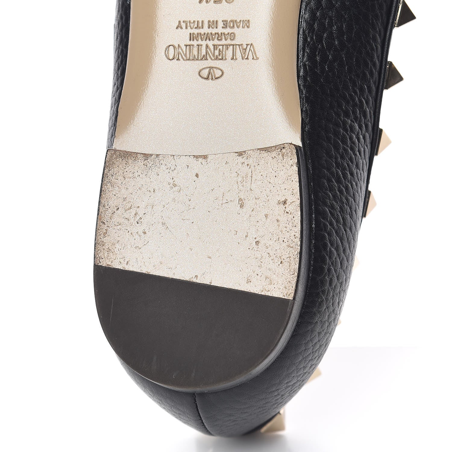 Valentino Garavani Pebbled Calfskin Rockstud Ballerina Flats 35.5 Black 17 of 18