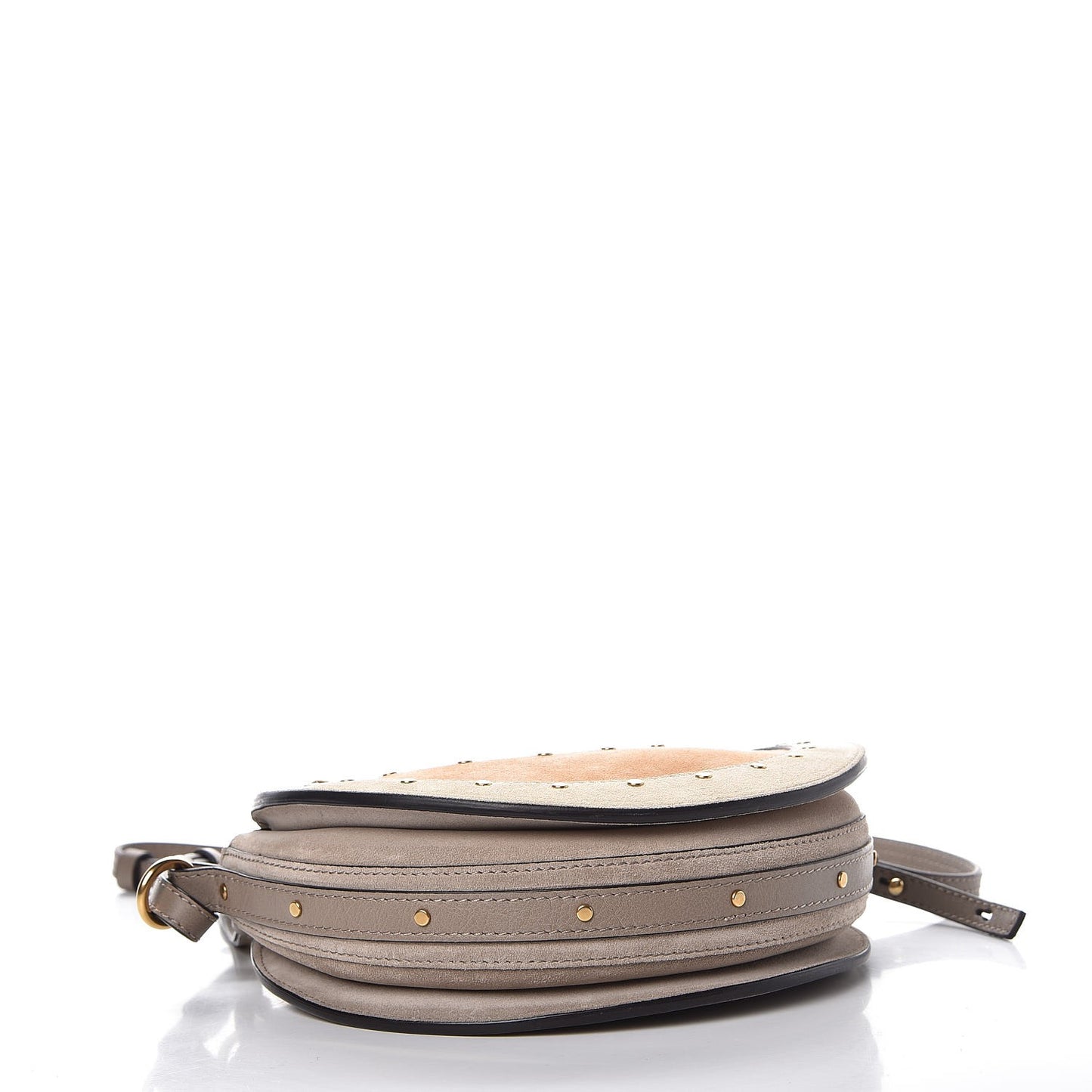 Smooth Calfskin Suede Patchwork Studded Small Pixie Bag Motty Grey