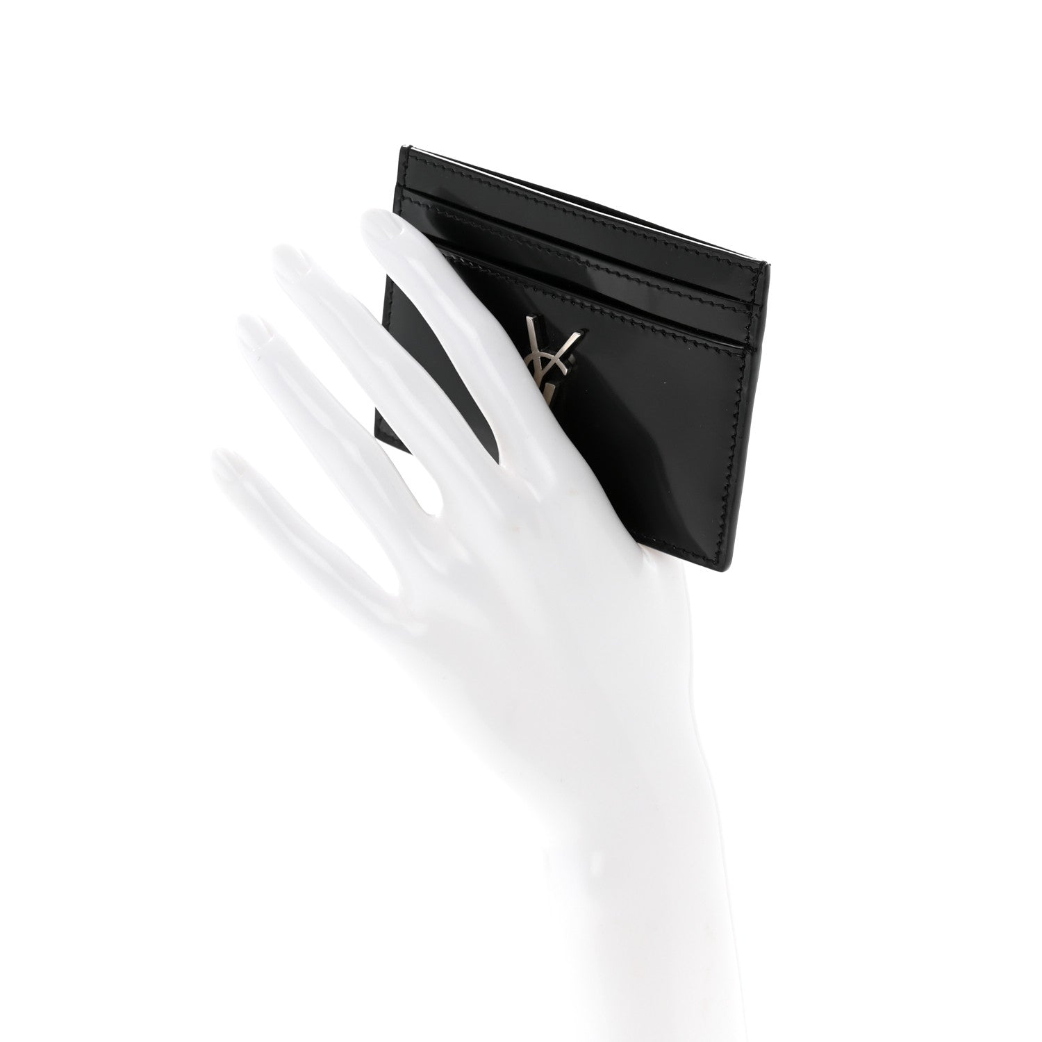 Saint Laurent Patent Calfskin Monogram Credit Card Case Black 2 of 8