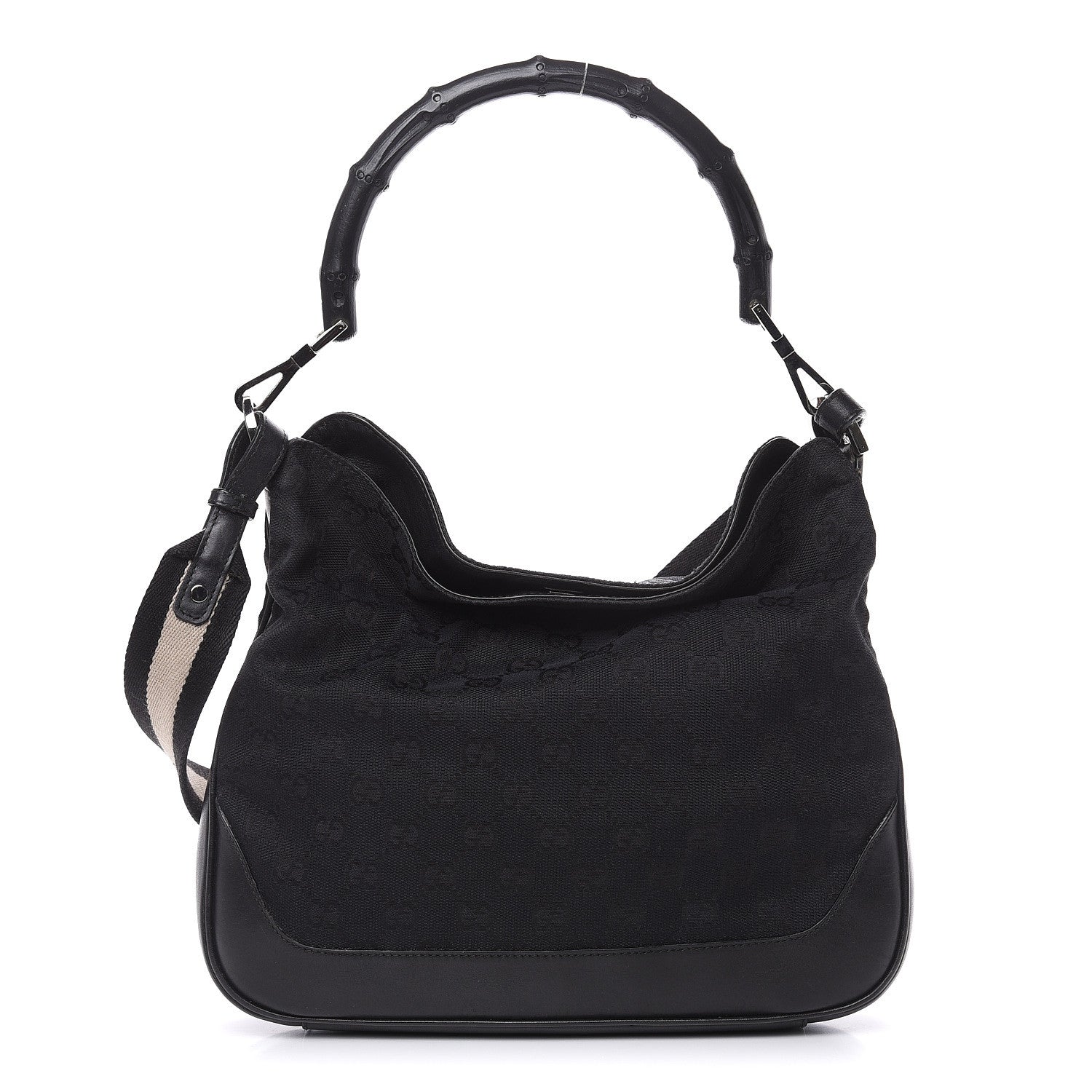 Gucci Monogram Bamboo Top Handle Bag Black 1 of 12