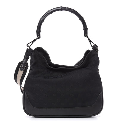 Gucci Monogram Bamboo Top Handle Bag Black 1 of 12