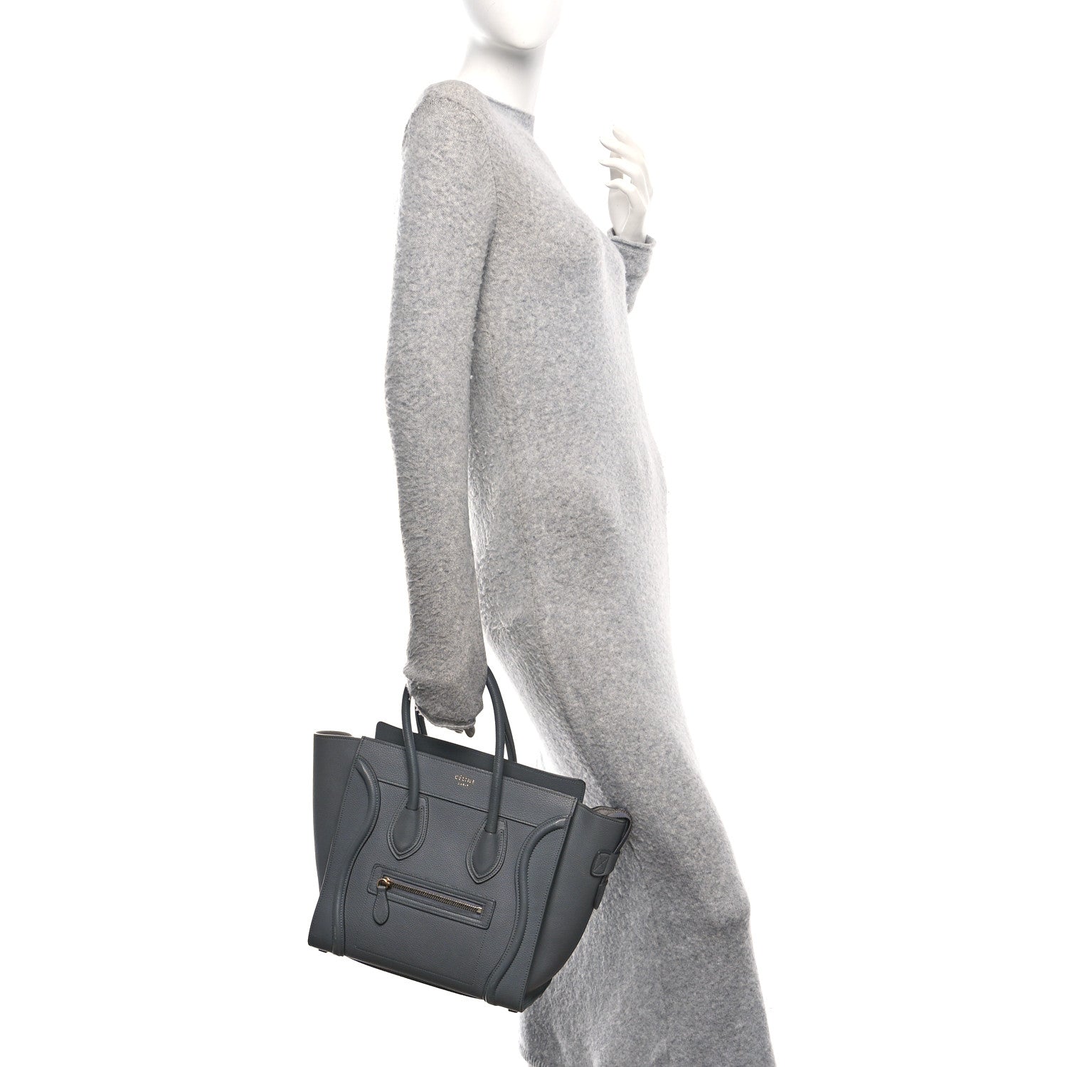 Celine Baby Drummed Calfskin Micro Luggage Kohl 2 of 9