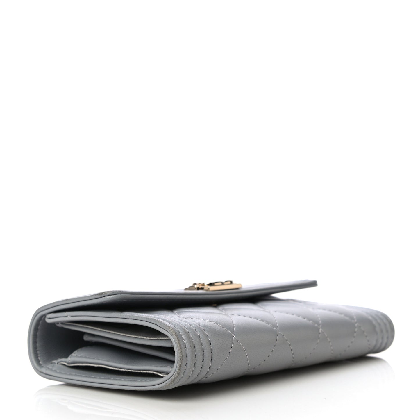 Lambskin Quilted Medium Boy Flap Wallet Grey