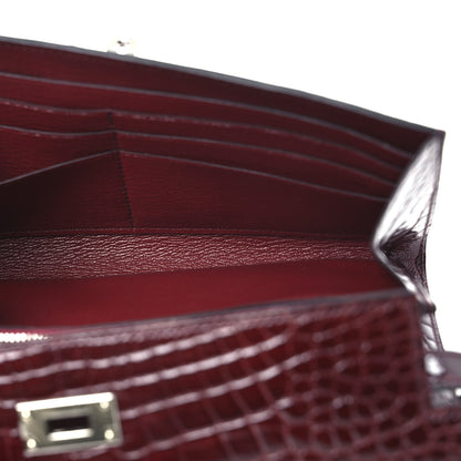 Hermes Shiny Alligator Kelly Longue Wallet Bourgogne 5 of 10