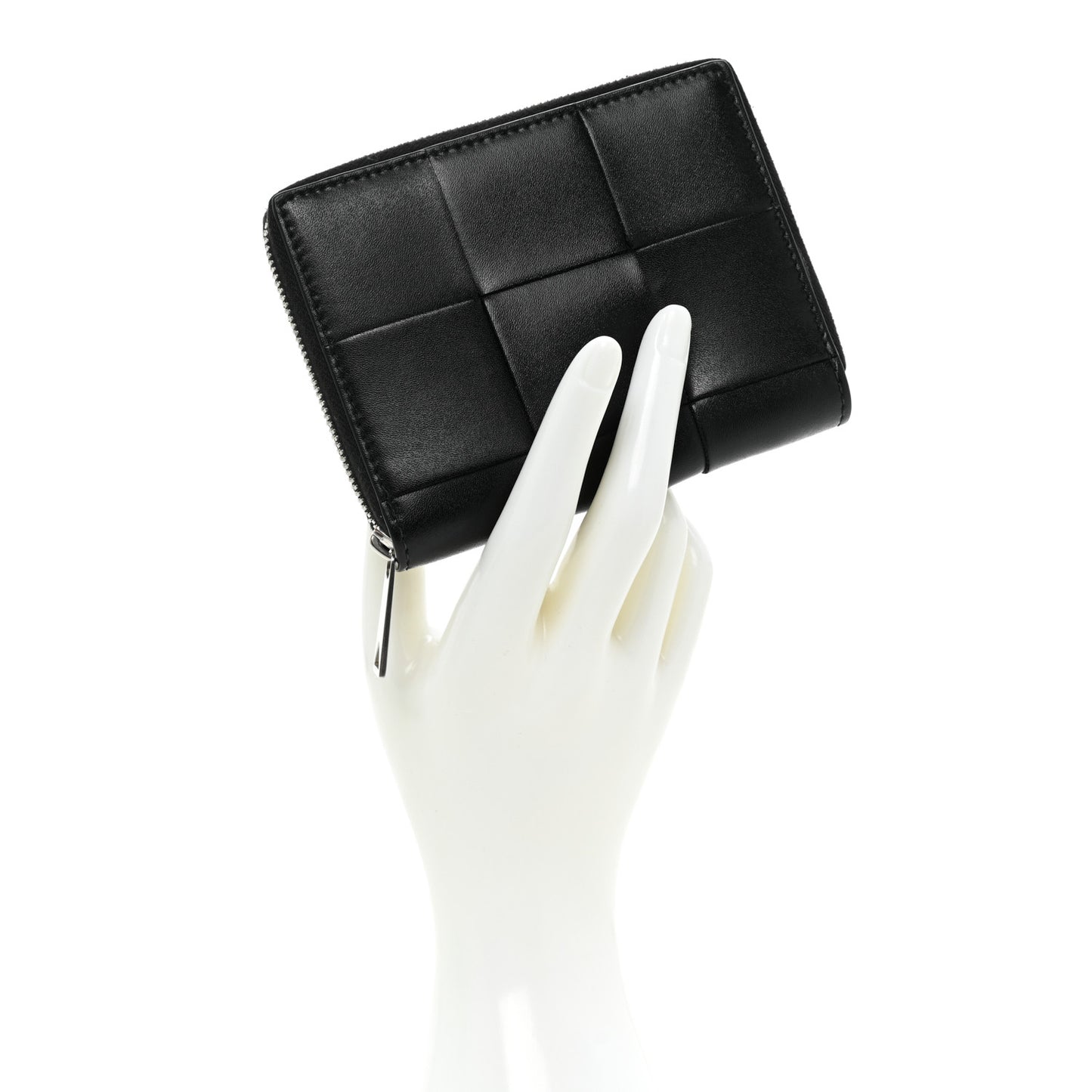 Nappa Maxi Intrecciato Zip Around Wallet Black
