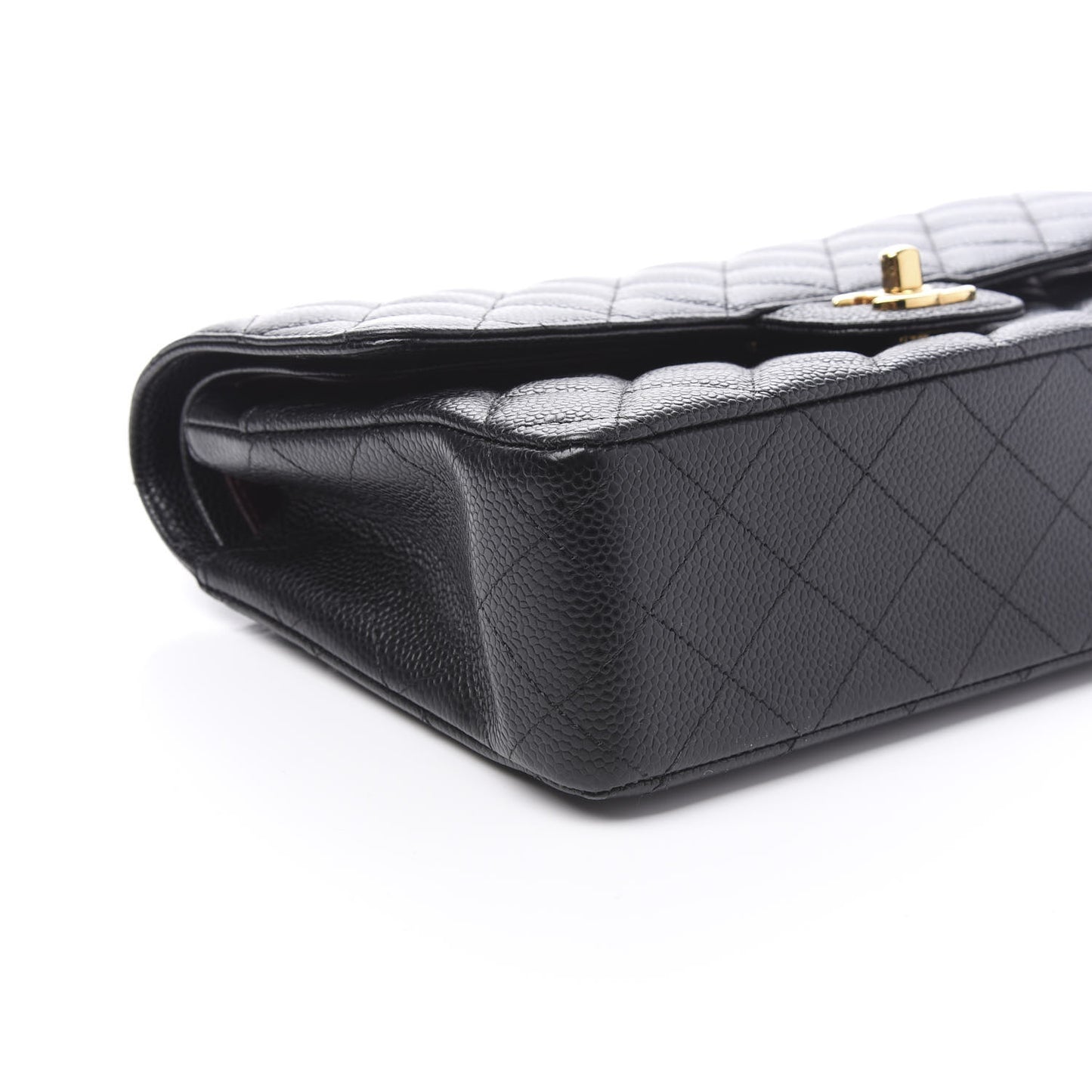 Caviar Quilted Medium Double Flap Black