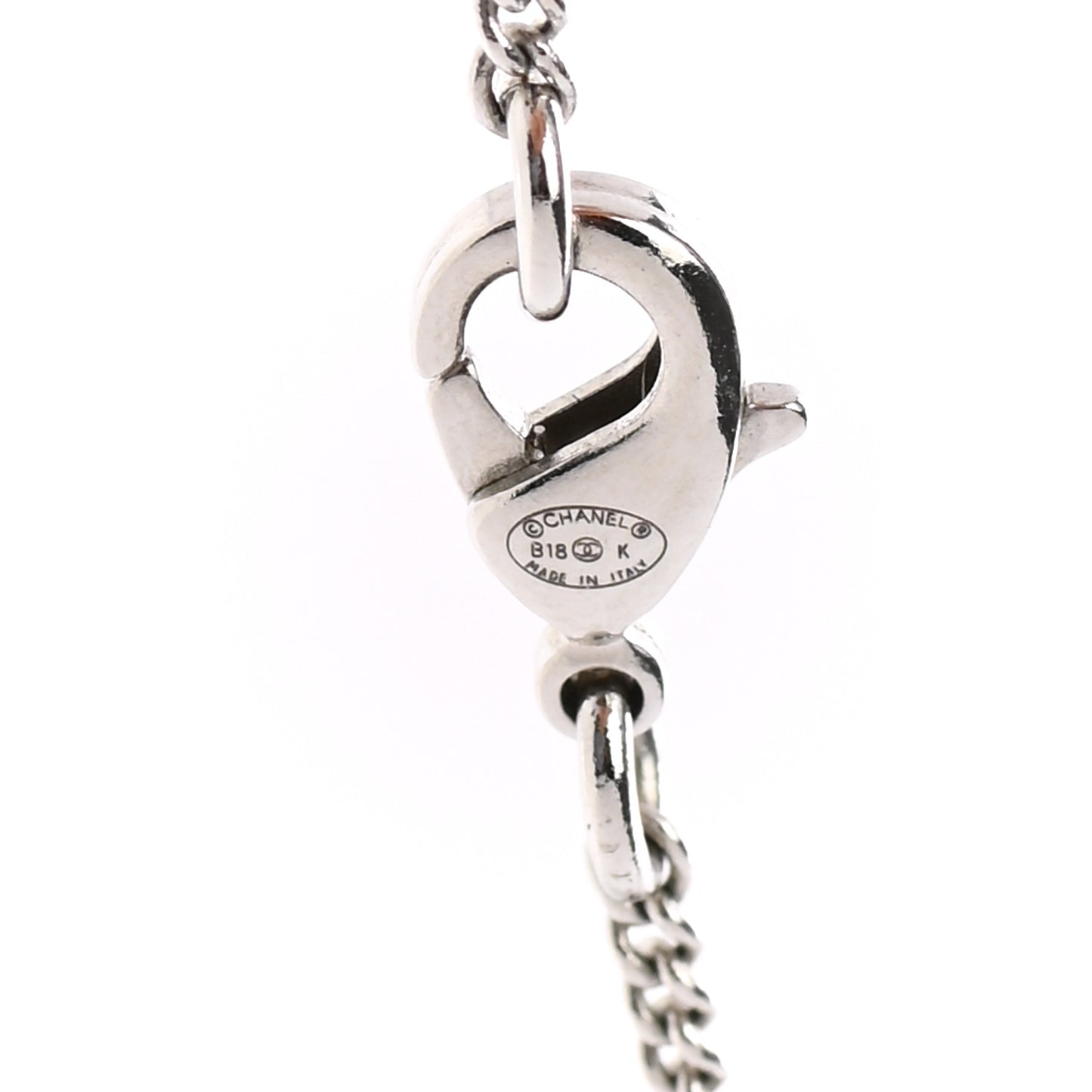 Lambskin Baguette Crystal CC Necklace Black Silver
