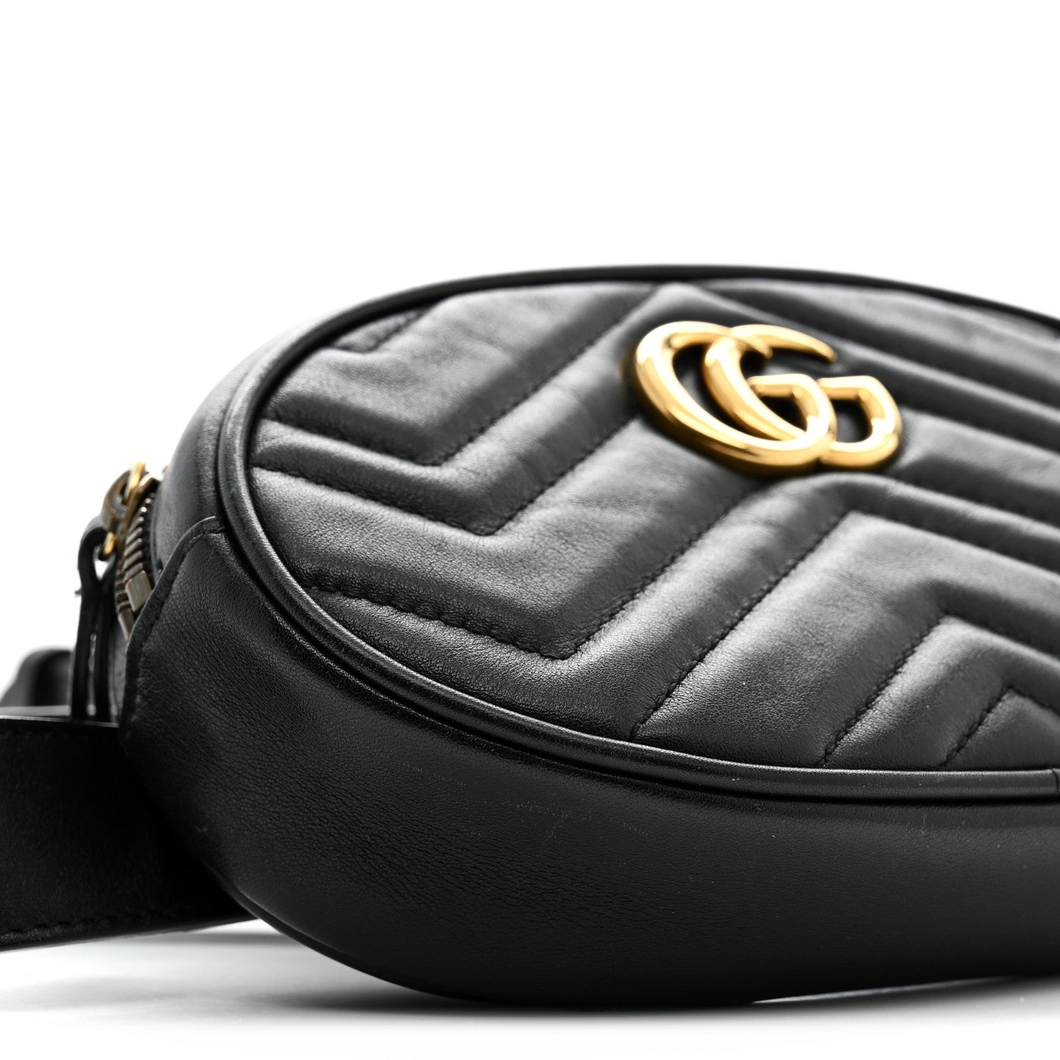 Gucci Calfskin Matelasse GG Marmont Belt Bag 85 34 Black 9 of 20