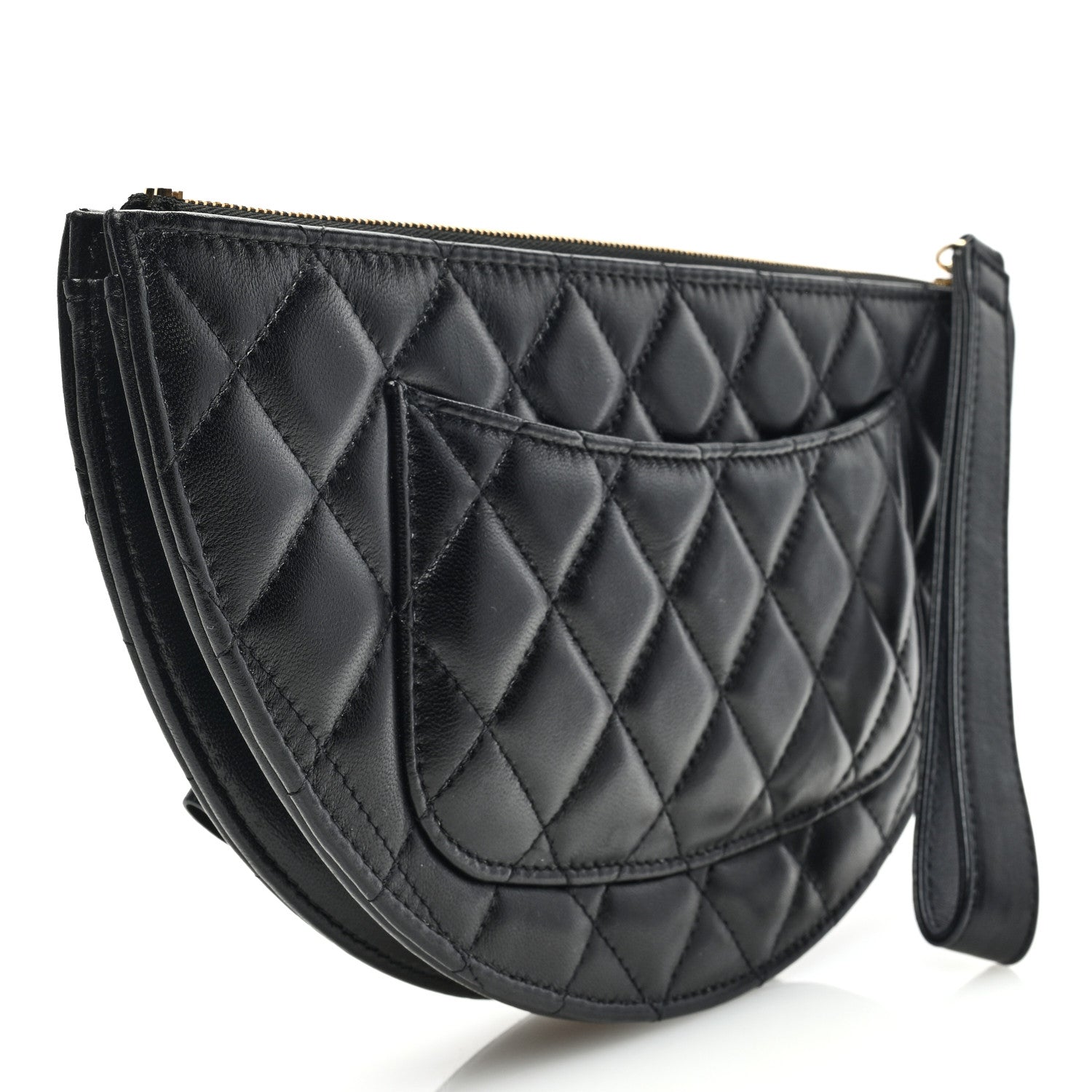 Chanel Lambskin Quilted Wave Clutch Black 3 of 8