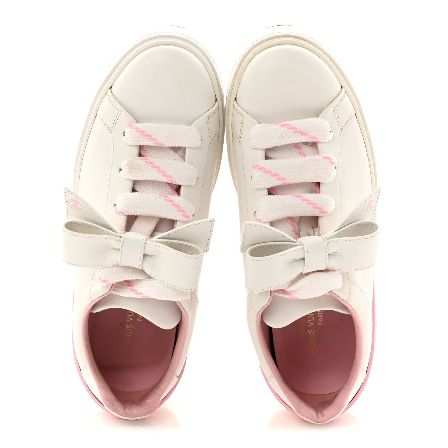 Louis Vuitton Time Out Bow Sneakers 37.5 White Pink 2 of 10