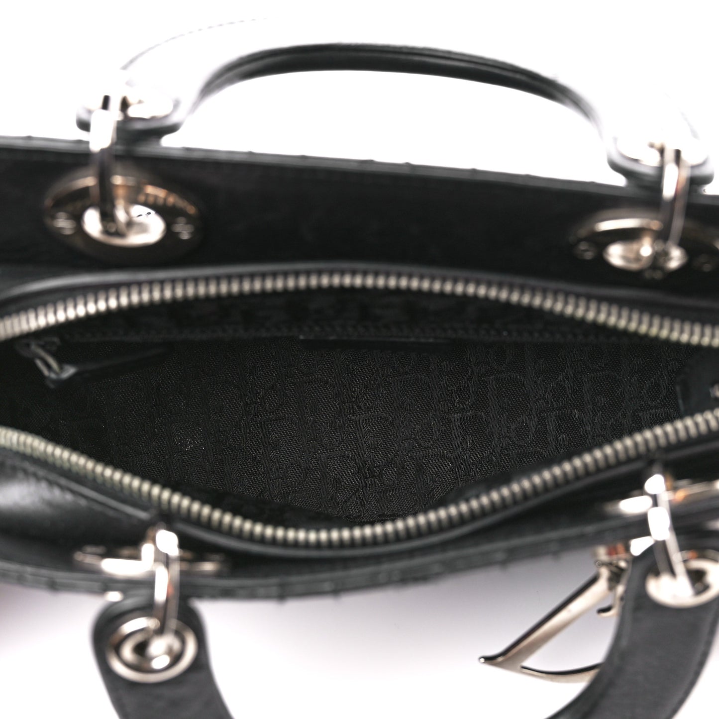Calfskin Cannage Stitched Small East West Lady Dior Black