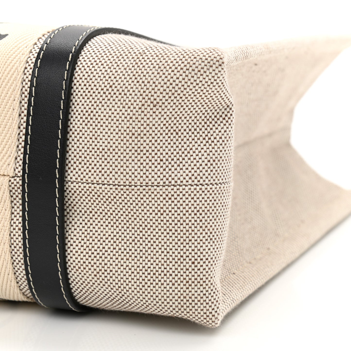 Cotton Calfskin Medium Woody Ribbon Tote White Black