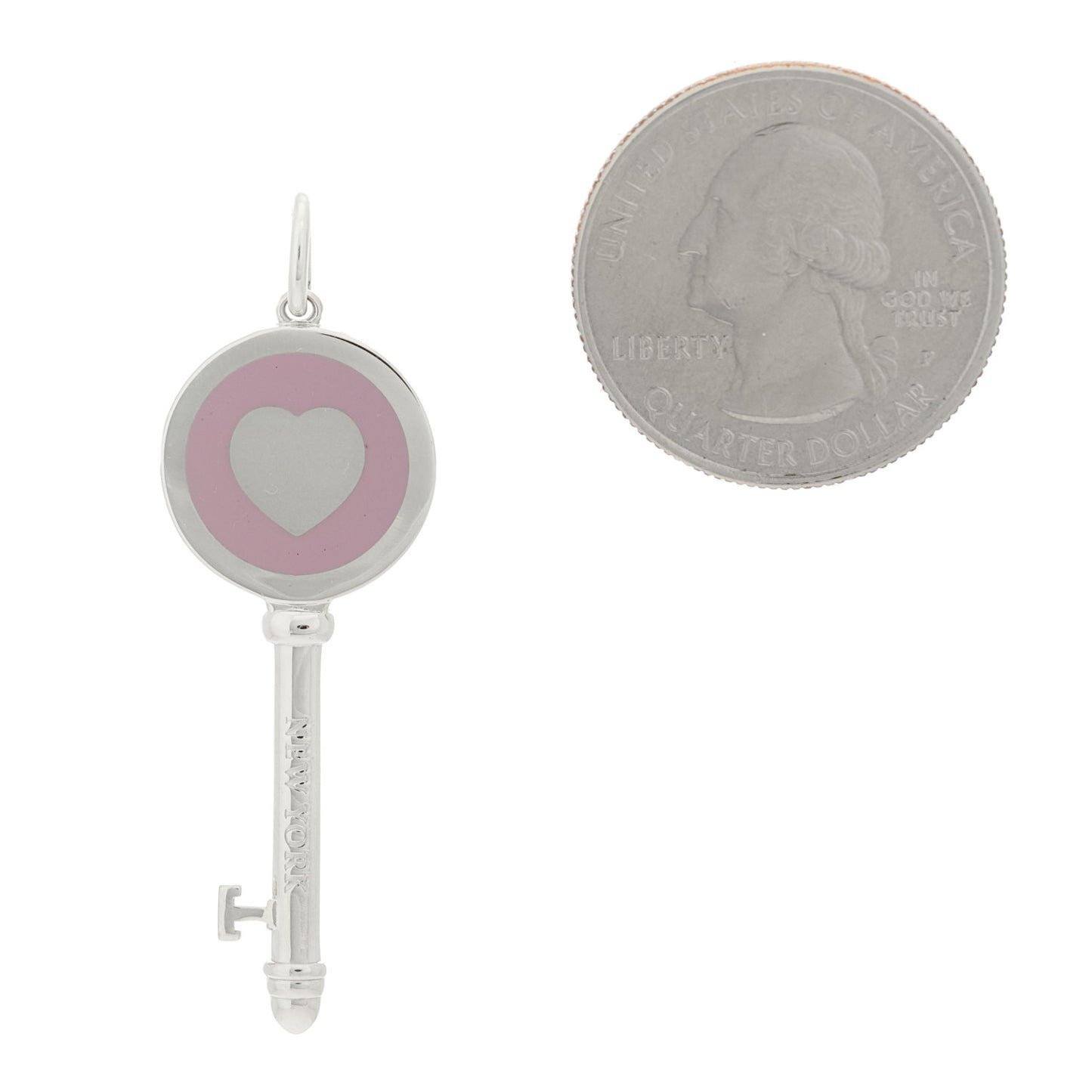 Sterling Silver Enamel Keys Heart Key Pendant Lavender