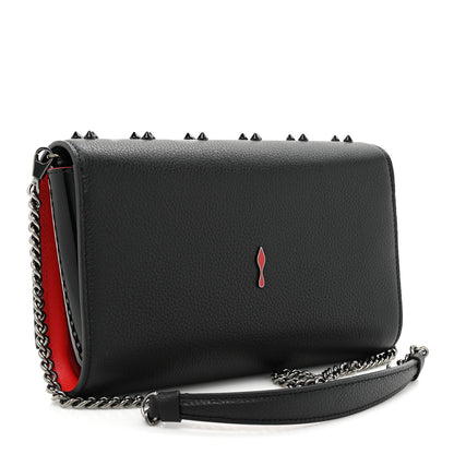 Christian Louboutin Calfskin Spikes Loubinthesky Paloma Clutch Black 3 of 12