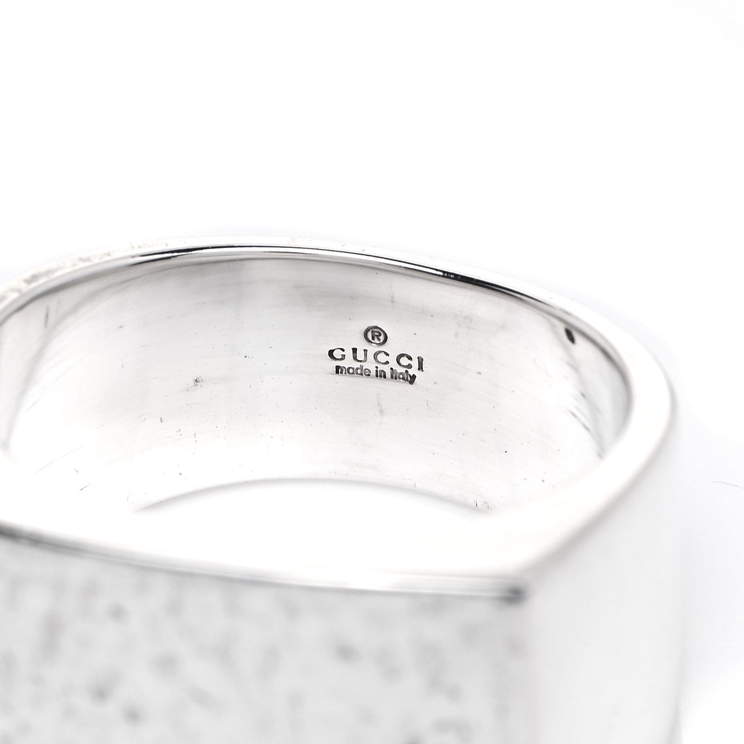 Gucci Sterling Silver Hammered Signet Ring 59 8.75 4 of 5