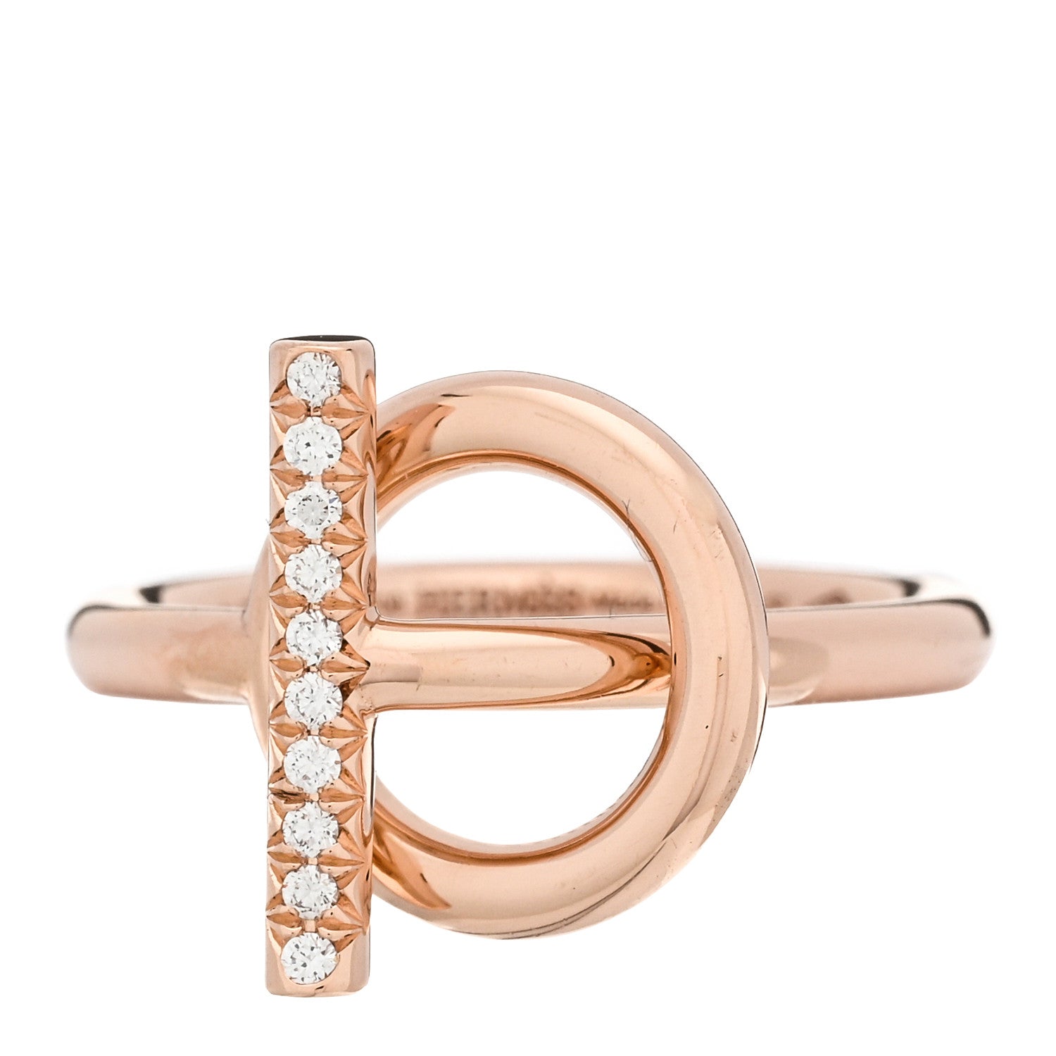 Hermes 18K Rose Gold Diamond PM Echappee Ring 52 6 1 of 5