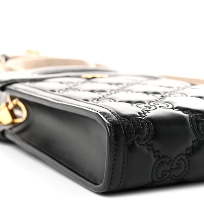 Gucci Calfskin GG Matelasse Mini Top Slip Handle Crossbody Bag Black Natural 8 of 9