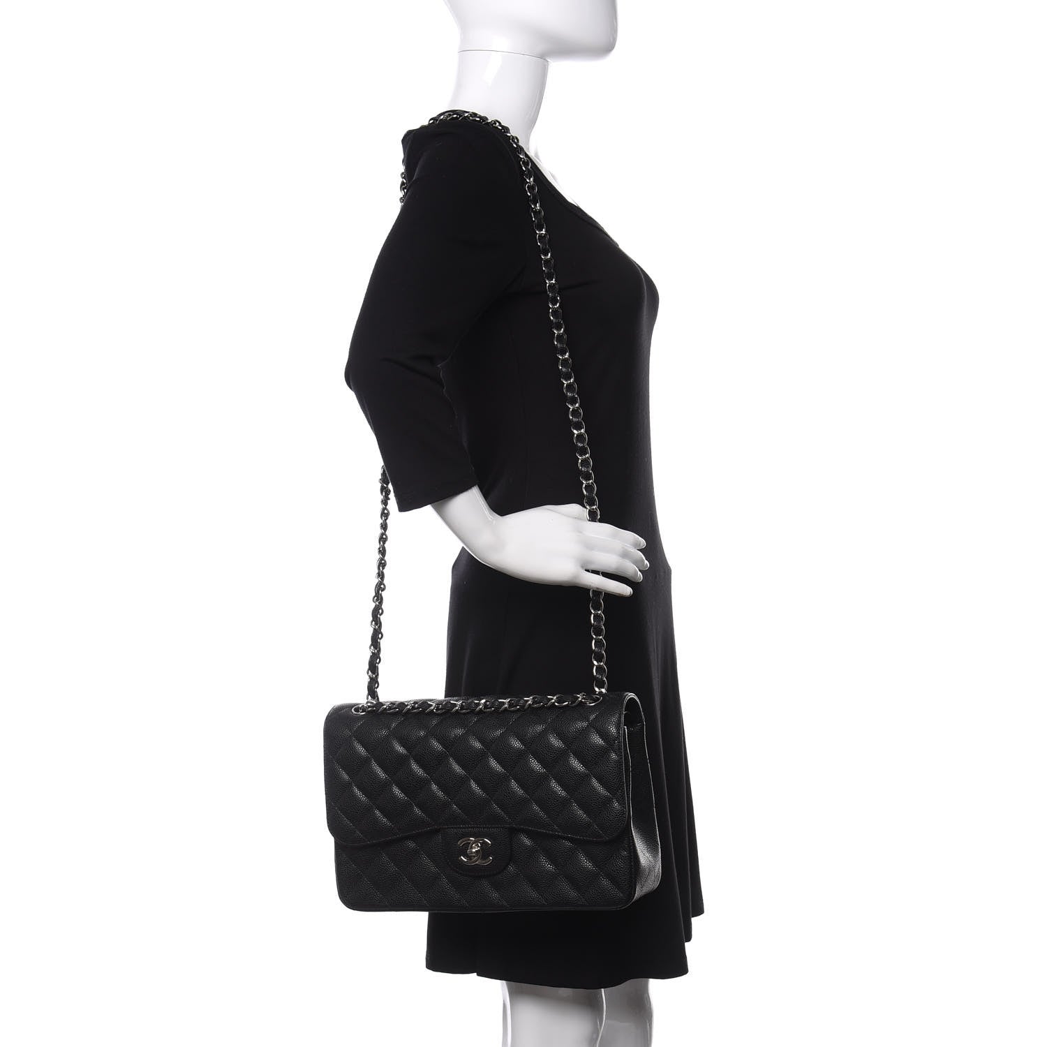 Chanel Caviar Quilted Jumbo Double Flap Black 2 of 11