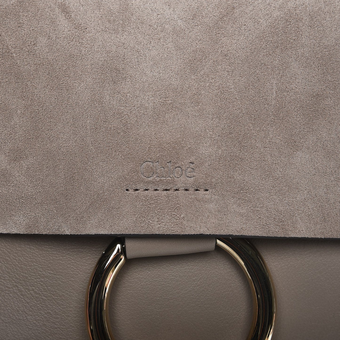 Suede Calfskin Small Faye Shoulder Bag Motty Grey