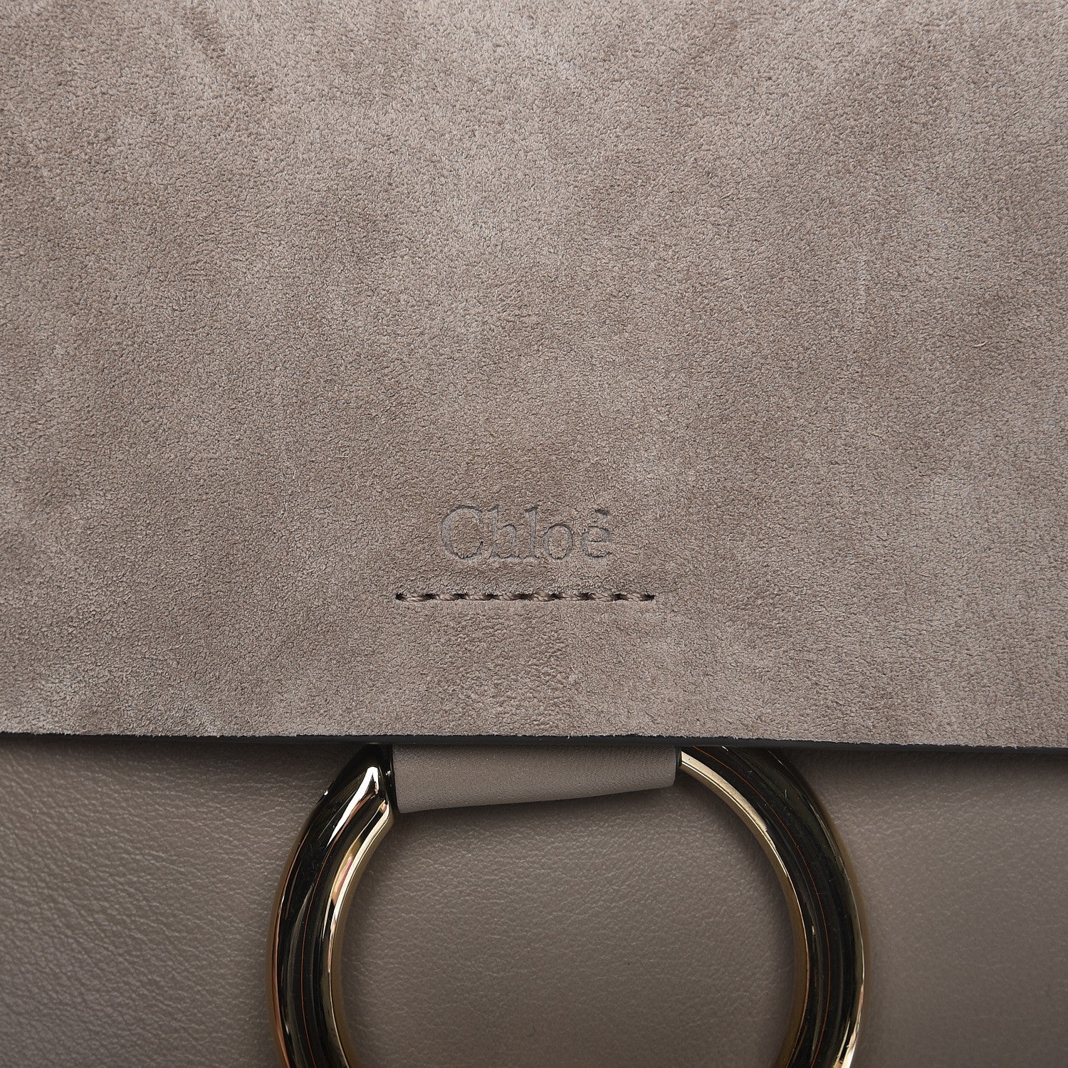 Chloe Suede Calfskin Small Faye Shoulder Bag Motty Grey 6 of 7