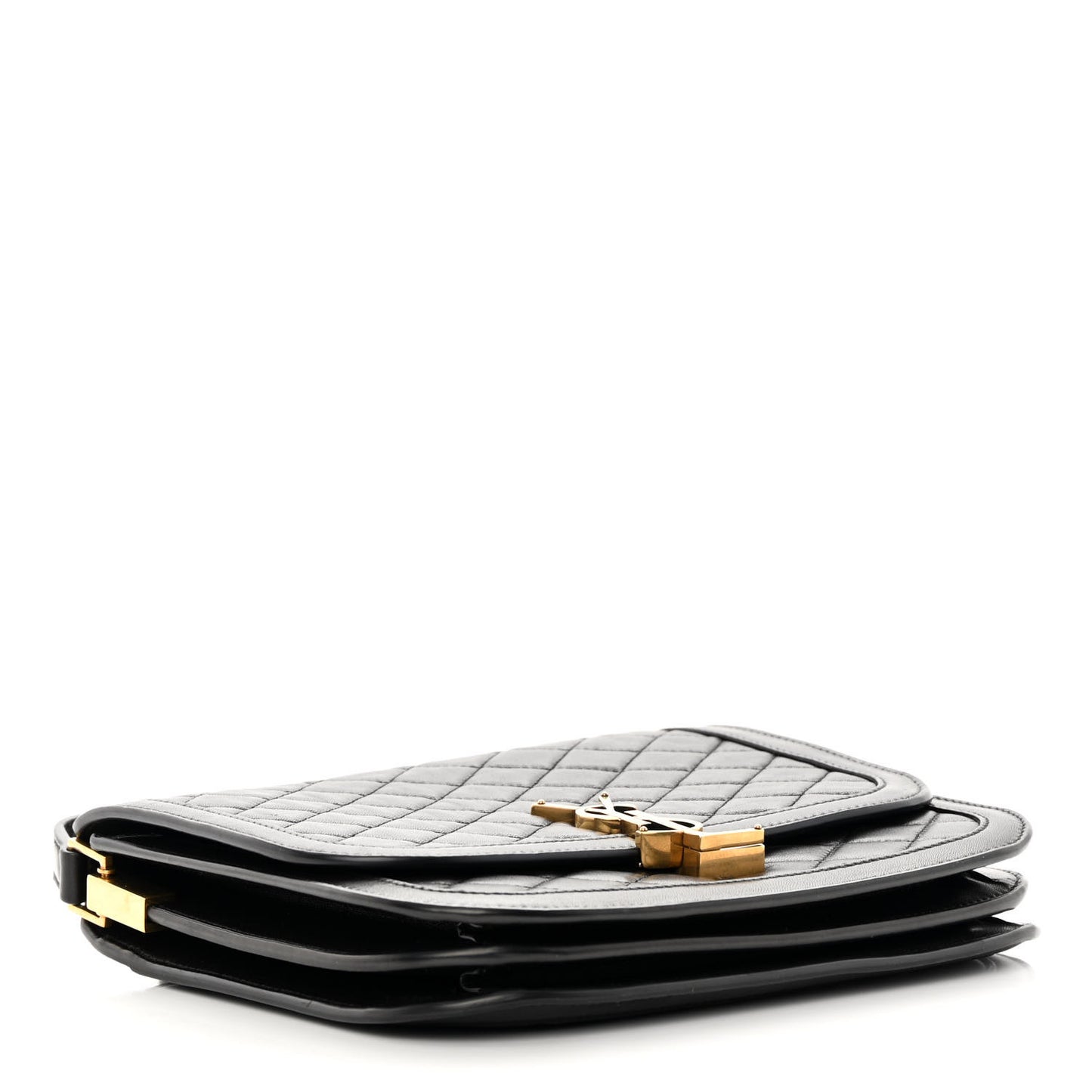 Lambskin Quilted Monogram Medium Solferino Satchel Black