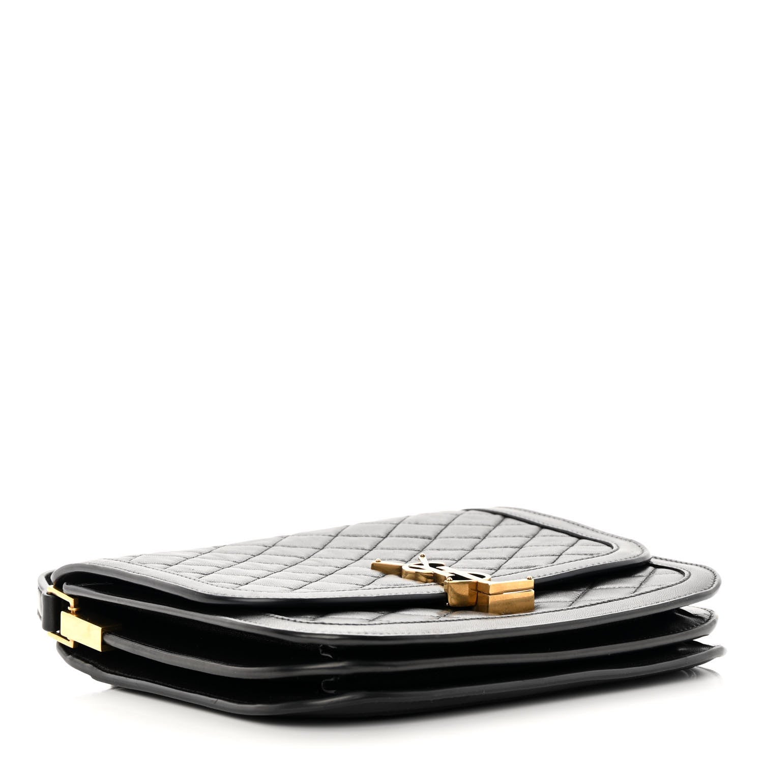 Saint Laurent Lambskin Quilted Monogram Medium Solferino Satchel Black 4 of 11