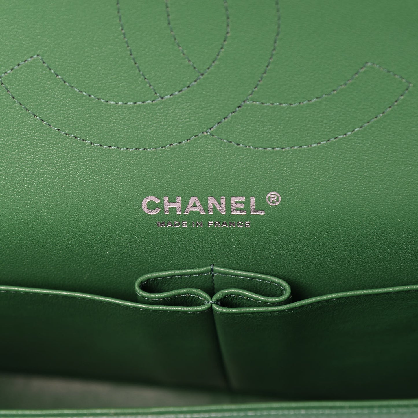 Caviar Quilted Jumbo Double Flap Green