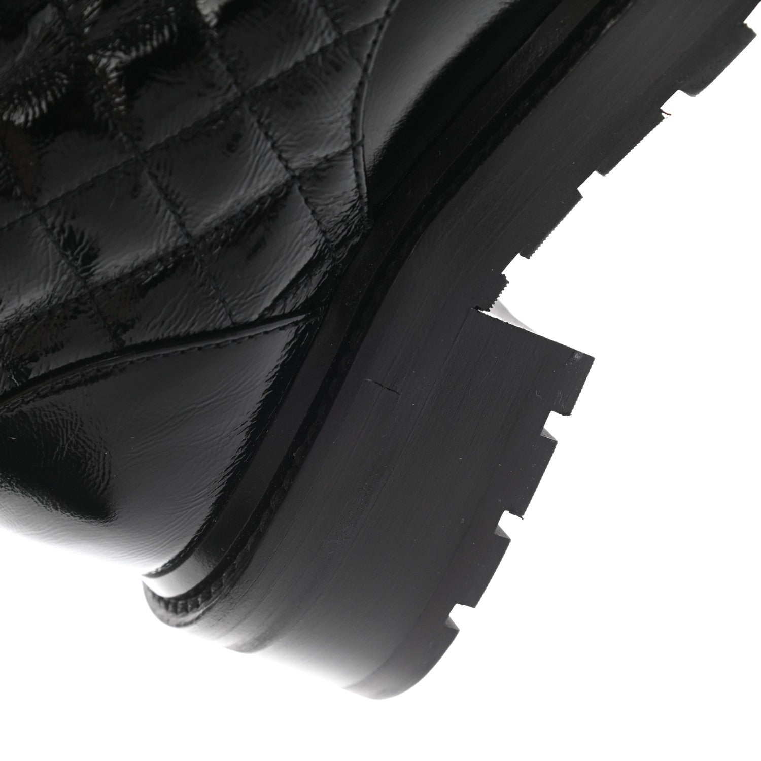 Chanel Shiny Lambskin Quilted Lace Up Combat Boots 35 Black 9 of 12