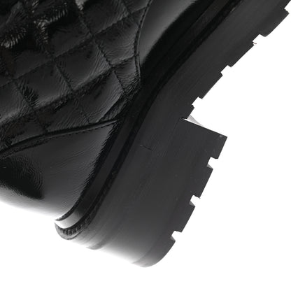Chanel Shiny Lambskin Quilted Lace Up Combat Boots 35 Black 9 of 12