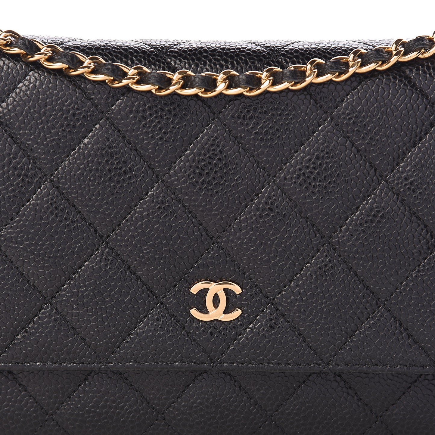 Caviar Quilted Wallet On Chain WOC Black