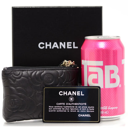 Chanel Camellia Embossed Key Holder Case Black 2 of 10