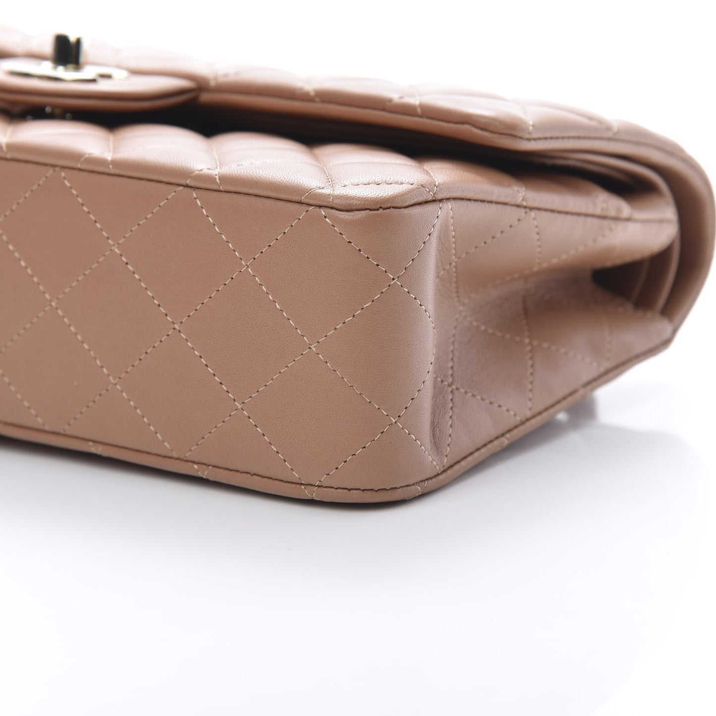 Lambskin Quilted Medium Double Flap Brown