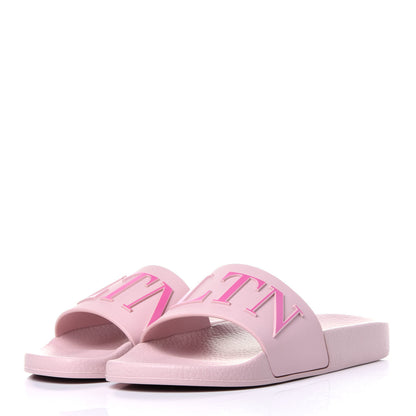 Valentino Garavani Rubber VLTN Pool Slide Sandals 36 Water Rose 3 of 10