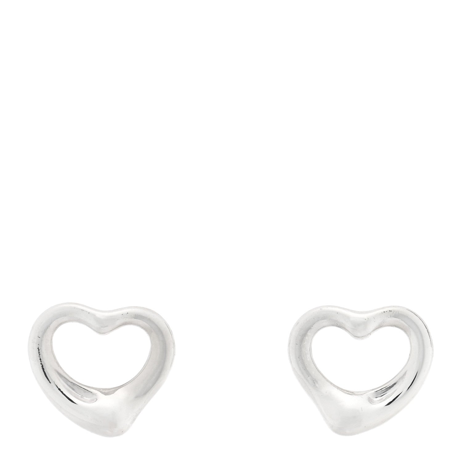 Tiffany Sterling Silver Elsa Peretti 11mm Open Heart Earrings 1 of 4