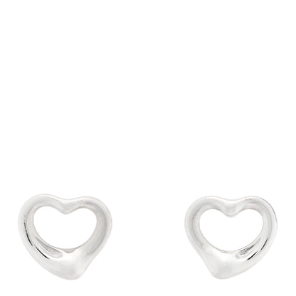 Tiffany Sterling Silver Elsa Peretti 11mm Open Heart Earrings 1 of 4