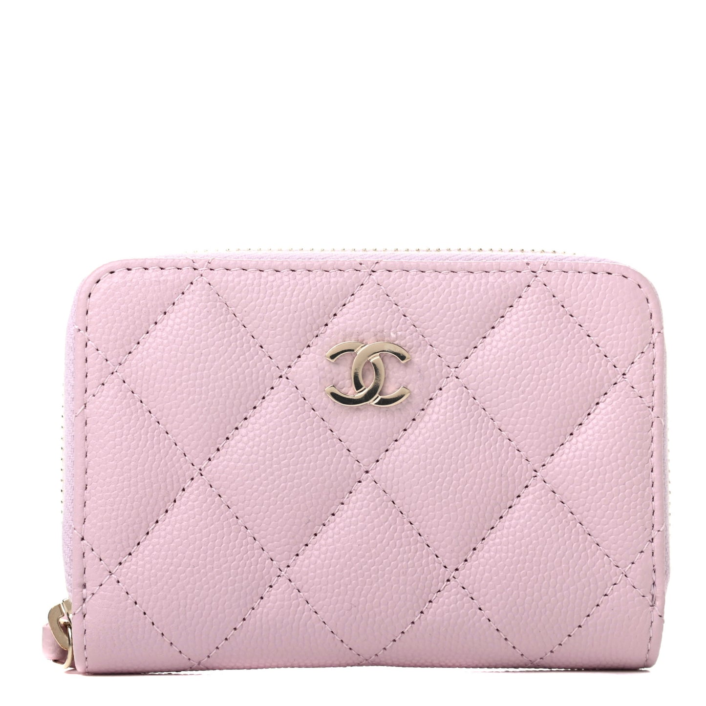 Caviar Quilted Zip Coin Purse Light Pink
