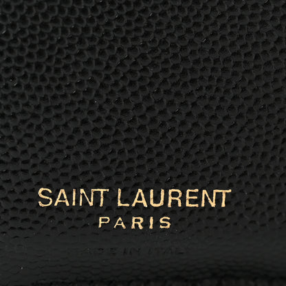 Saint Laurent Grain De Poudre Matelasse Chevron Monogram Zipped Card Case Black 6 of 9