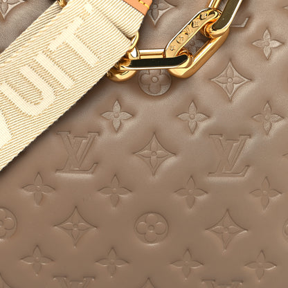 Louis Vuitton Lambskin Embossed Monogram Coussin MM Taupe 9 of 11