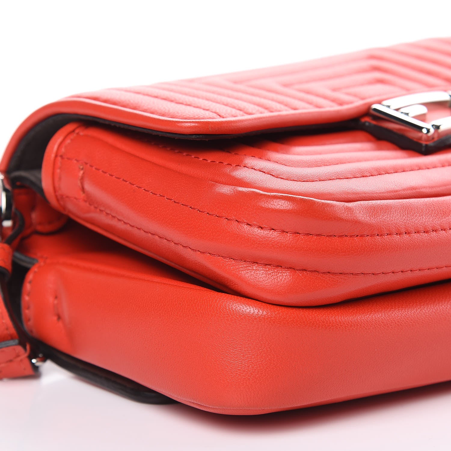 Fendi Shiny Nappa Trapuntata Micro Double Baguette Papavero 8 of 10