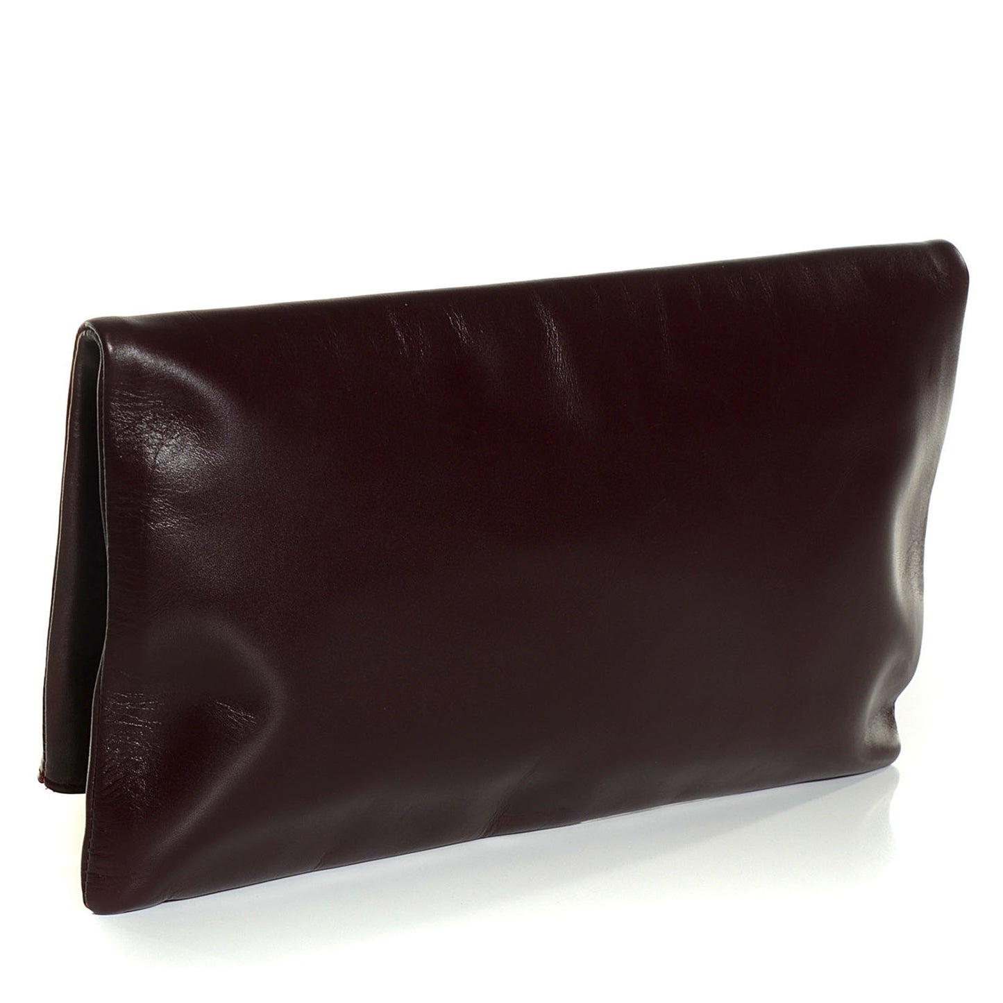 Smooth Calfskin Large Letters Fold-Over Clutch Burgundy