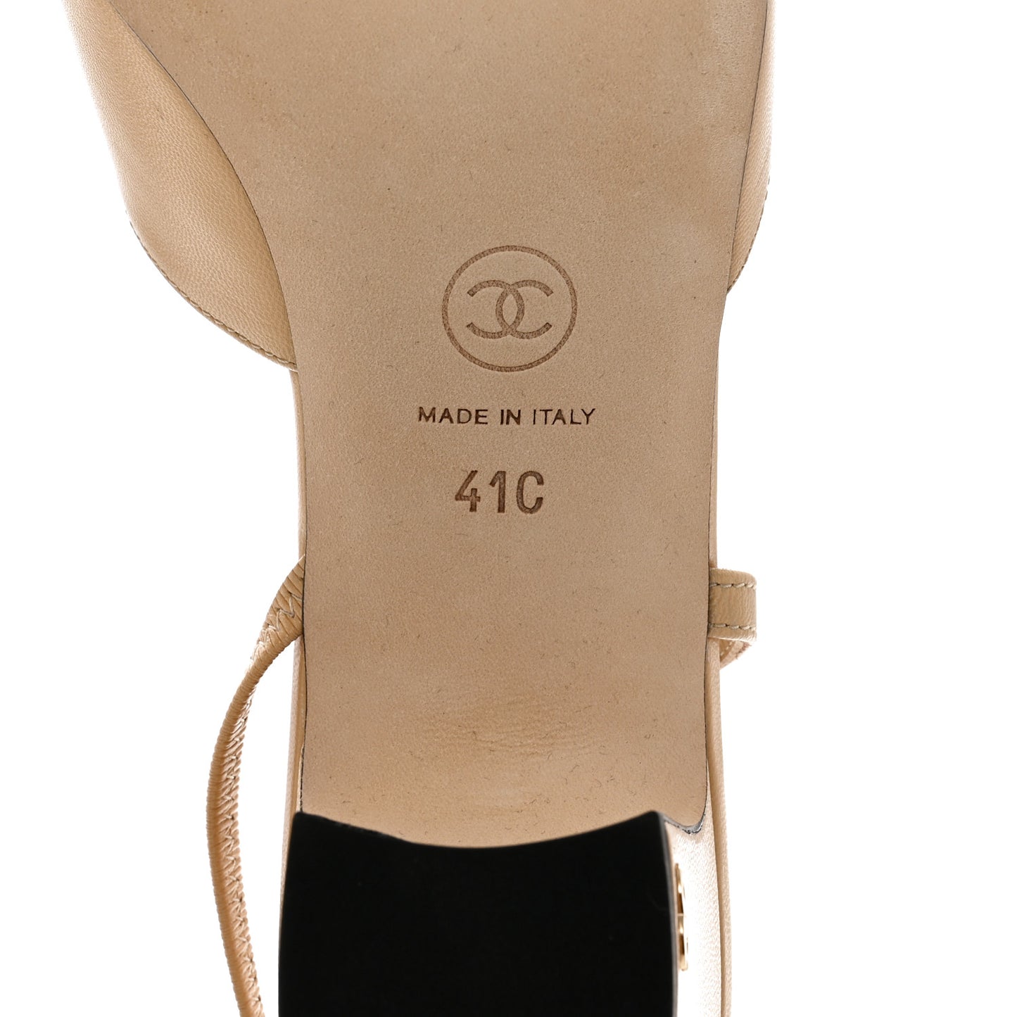 Goatskin Grosgrain Cap Toe CC Slingback Pumps 41 Beige Black