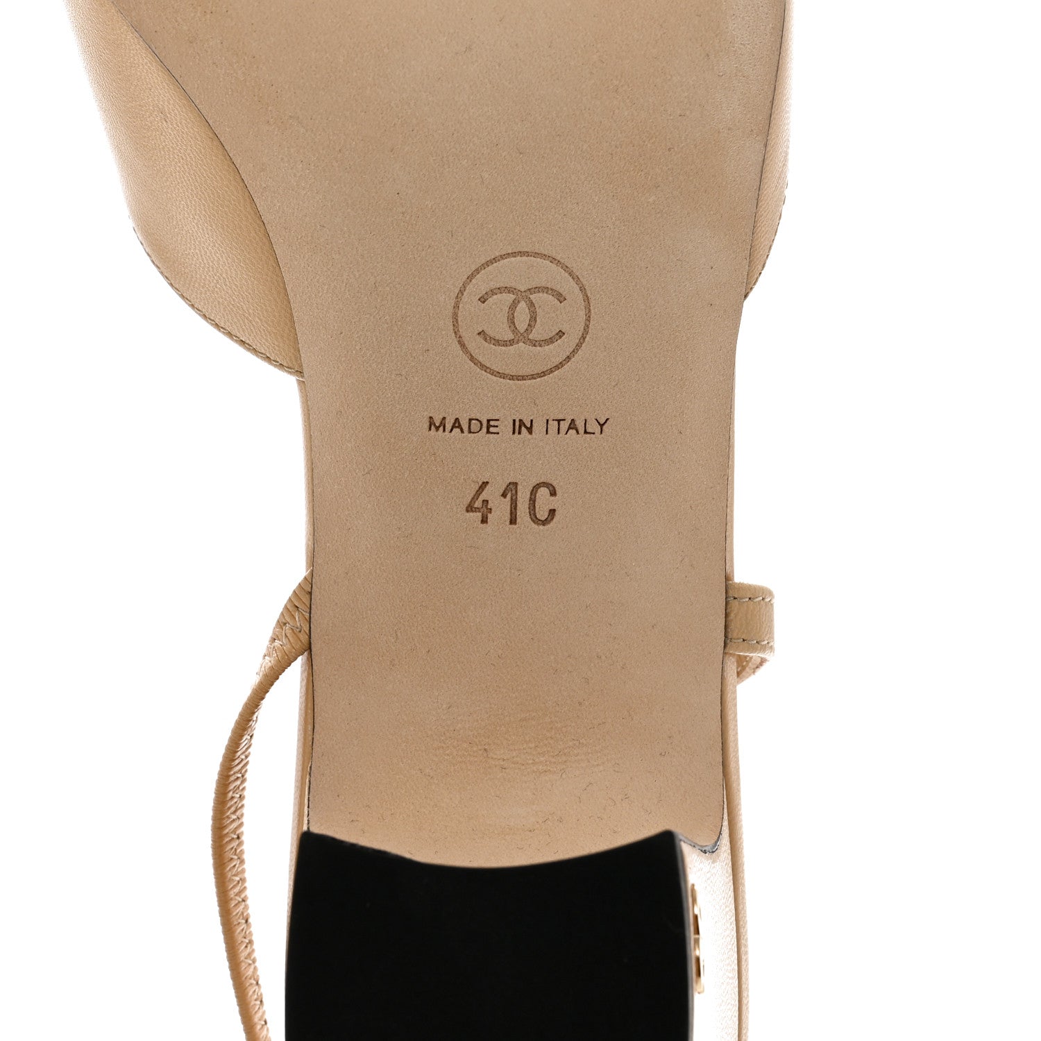 Chanel Goatskin Grosgrain Cap Toe CC Slingback Pumps 41 Beige Black 6 of 12
