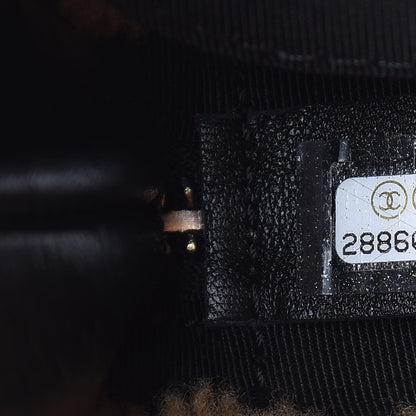 Chanel Shiny Crumpled Sheepskin Shearling CC Mania Waist Bag Black Light Brown 9 of 10