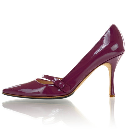 FASHIONPHILE MANOLOBLAHNIKPatentCampariHeels40Burgundy 1 of 6
