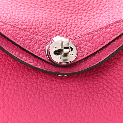 Hermes Taurillon Clemence Mini Lindy 20 Rose Shocking 7 of 10